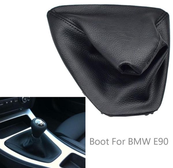 Auto a turni per cambio Dustproof Shift Lever Cover Stivali in pelle nera per BMW E90 E92 Styling per auto 9245481