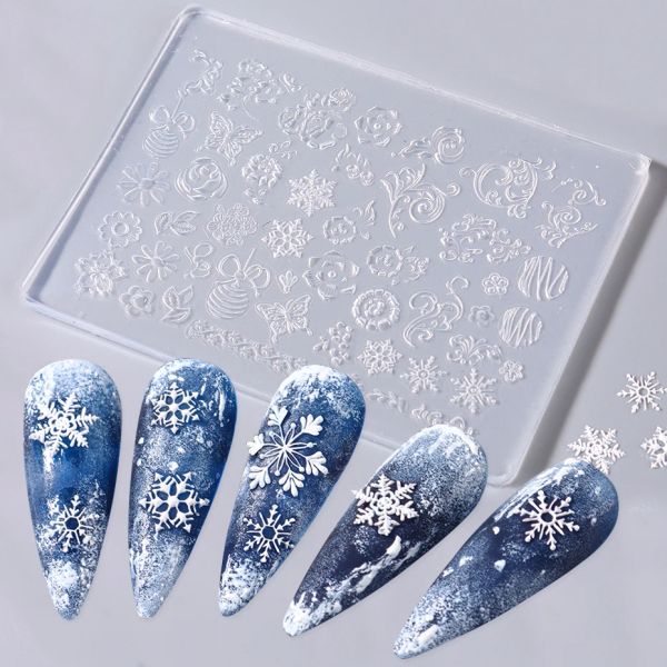 Art 3D Силиконовая Силиконовая Одежда для ногтей снежинки снежинки зимняя плесень дизайн гель трафареты
