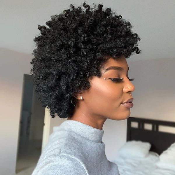 Perucas destacam cor curta afro kinky curly Human Hair Wigs Brazia