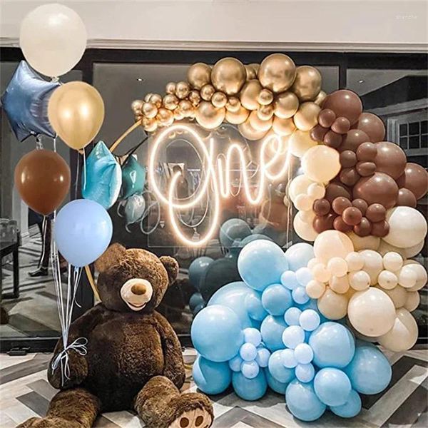 Decorazione per feste che vende Blue Brown Coffee Balloon Guerra Baby Shower Boy Giorni di compleanno Gener Reveal