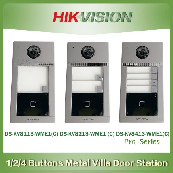 Campainhas hikvision wifi Doobell 1/2/4 Button DSKV8113WME1 (C) DSKV8213WME1 (C) Metal Villa Door Station Poe Monitor Vídeo Intercom