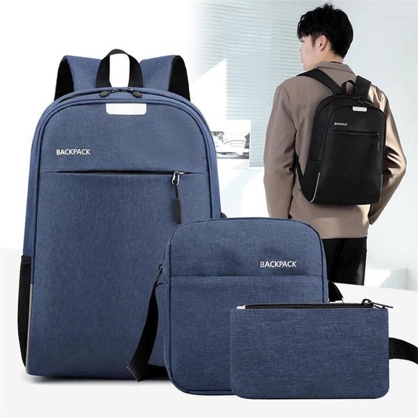 Laptop de mochila laptop de grande capacidade USB multifuncional carregamento à prova d'água bolsa de ombro casual para homens