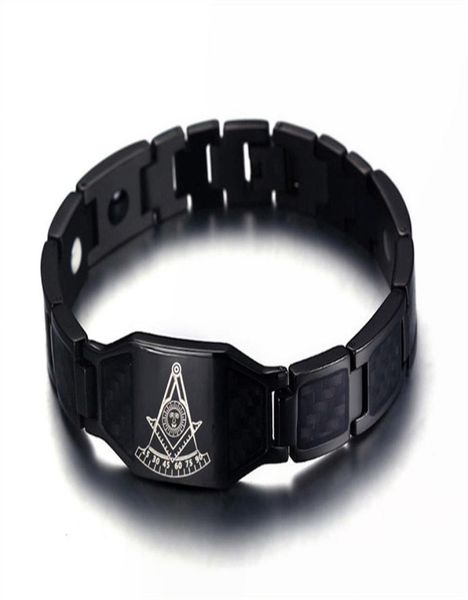 Vergangener Master Demolay Schrein Mason Link Kette Armband Freimaurer Symbole Bangle Man Edelstahl Magnetische Energie Kohlefaser H8549863