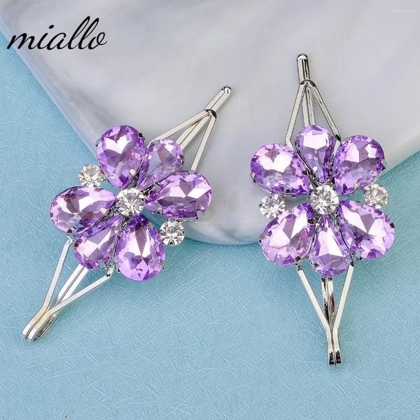 Clipes de cabelo moda shinestone cilp lavanda roxa barrette for women hailpins cocar de cocar de casamento