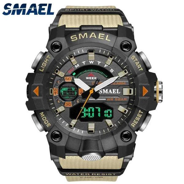 Armbanduhr SMAEL 8040 50m wasserdichte Armbanduhr Stoppuhr Alarm LED Light Digitale Uhren Herren Sport Uhr Militär Uhren Männer Uhr 240423