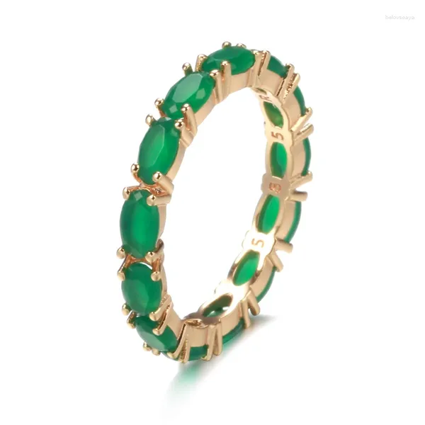 Anelli a grappolo Kinel Full Opal Green Natural Zircone Ring Domenne Ring 585 Rose Gold Vintage Sposa di sposa gioiello Design di lusso per ragazza