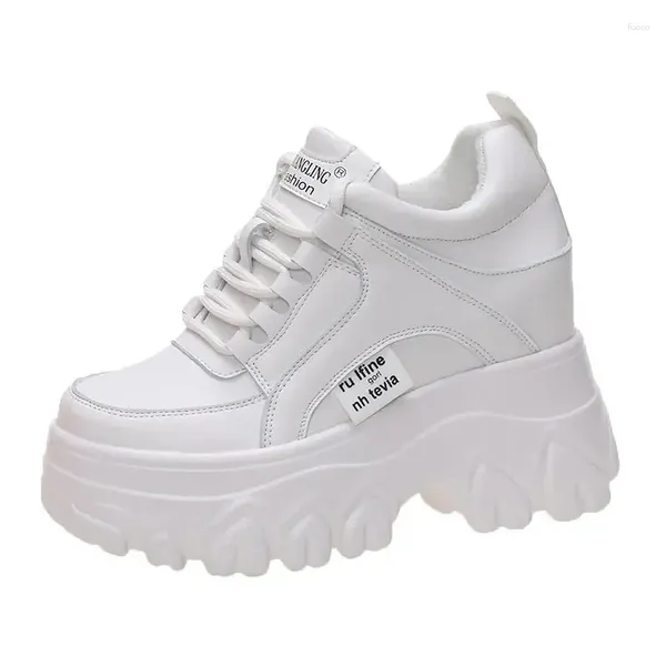 Scarpe casual bianche bere sneaker grosse donne primaverili autunno spesso spesso papà donna piattaforma in pelle in pelle da donna