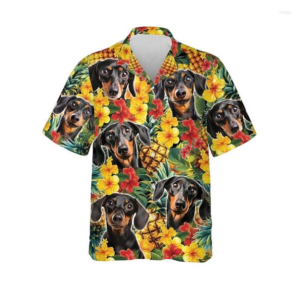 Camicie casual maschile Fashion rottweiler Shirt da spiaggia grafica Dog Hawaiian Anima