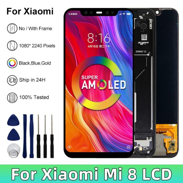 Xiaomi Mi 8 LCD ekranlı ekranlar Xiaomi M1803E1A LCD MI 8 Yedek Parçalar için Dokunmatik Ekran Sayısallaştırıcı