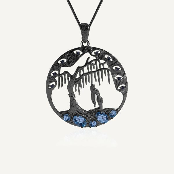 Ожерелья Gem's Ballet Story Horror Story 925 Стерлинговое серебро натуральное лондонское синее топаз подвесное ожерелье ручной работы для женщин Хэллоуин Ювелирные изделия