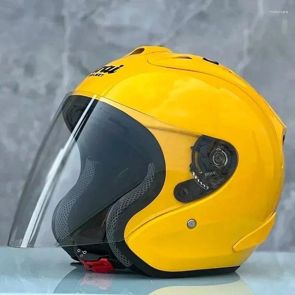 Мотоциклетные шлемы половина шлема SZ-4 Casco Casque утверждено летним сезоном Яркие цементные серого и мужчины желтые