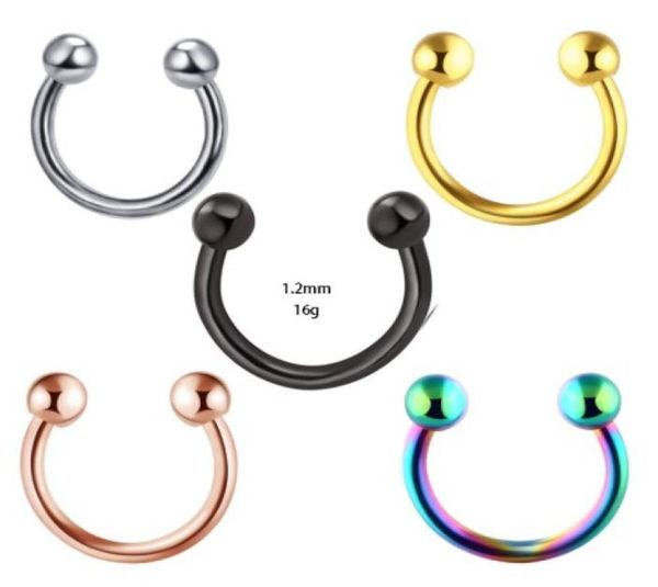 Anello a cerchio inossidabile Circolari Anelli a cavallo con bilanciere Anelli per labbra per sopracciglia per piercing per piercing3025275