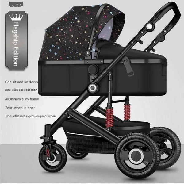 Kinderwagen# Leichtes Luxus Baby Kinderwagen 2 in 1 tragbares Babyauto High Landscape Reversible Kinderwagen Gold Kinderwagen Fahrtwagenwagen Q231116