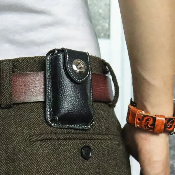 Portafogli portate portafoglio portafoglio vera pelle uomo donna donna magnetica tasti a scatto organizzatore custodia mini vita appesa chiavi dell'auto
