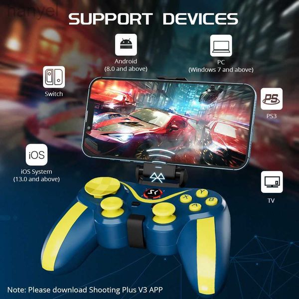 Игровые контроллеры Joysticks Mobile Game Controller для Android/IOS/ПК поддержки Windows Картирование ключей мобильной игры, совместимая с IOS Android IPad Plablet D240424