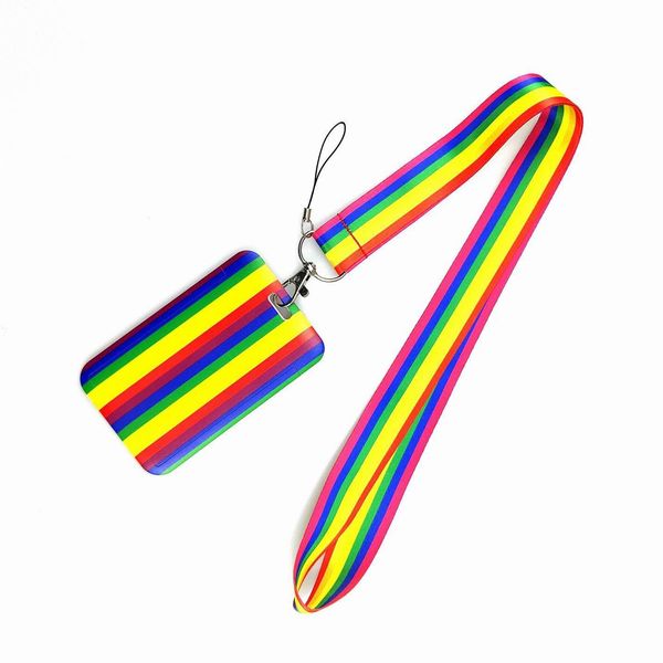 Celas de celular listras coloridas listras de homossexualidade cordão para teclas Câmera de pescoço legal Câmera de apito de idiota fibrons Presentes de decoração de decoração por atacado