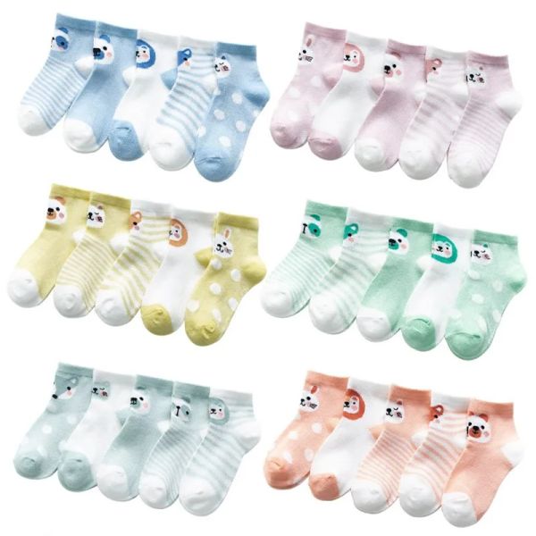 Collant 5 pairs/lotto 024m calzini per bambini neonati calzini per bambini per ragazzi cotone mesh neonato neonato