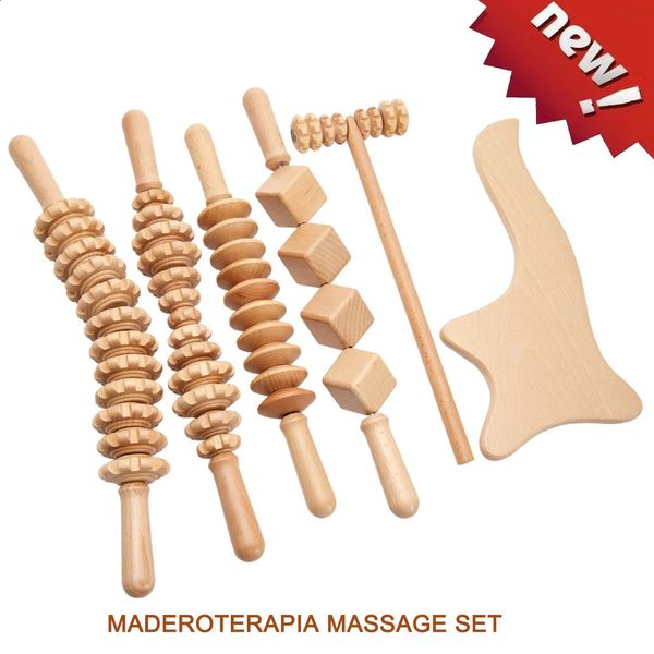 Massaggio per terapia in legno set Massager Massager Massager Anti Cellulite Delimming Gua sha per il piede posteriore del corpo Masajeador 240415