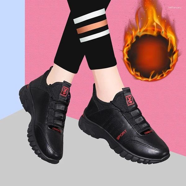 Scarpe casual Donne che corrono sneakers in pelle per Pu Autunno inverno con pelliccia di alta qualità per esterni per esterni