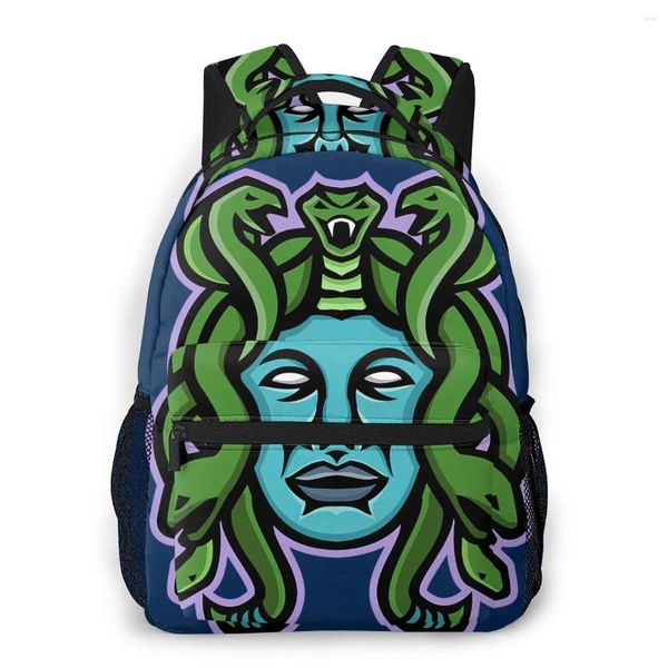 Backpack Medusa Geek God Mascot para meninas meninos viagens Rucksackbackpacks Bolsa de escola adolescente