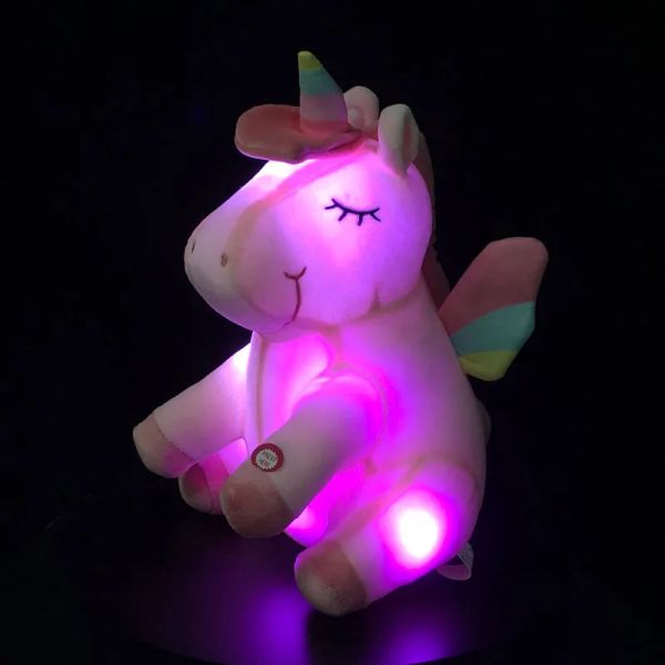 Cuscini 25 cm carini luccicanti luci a led unicorno giocattoli peluche adorabili cuscini unicorno luminosi cuscinetto bambole di peluche per bambini regali di Natale per bambini