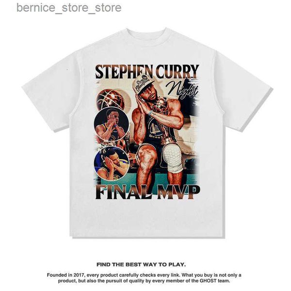 Herren T-Shirts Männer S T Shirts Jugend lustige Baumwolle Steph Curry Print Tees American Style High Street Wäsche Vintage T-Shirt Männer losen kurze Ärmel Tops 230424 Q240424