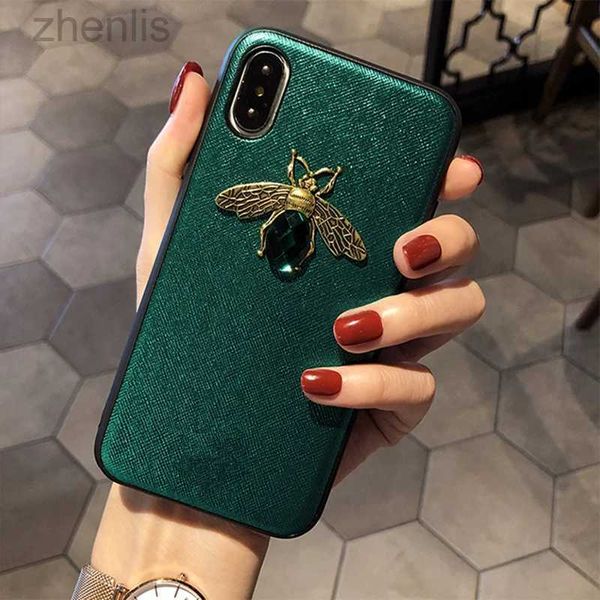 Casos de telefone celular Marca de luxo Diamond Bee Glitte Soft Case para iPhone 7 8 6s mais x xr xs 11 Pro Max 12 Pro mini capa dura para Samsung S8 S9 S10 D240424