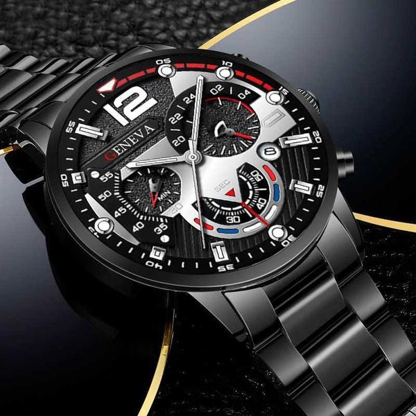 Начатые часы Женева Мужские творческие шестиконтактные сплавные часы Quartz Watch Men Watch New Luxury Mens Quartz Breast Whare 240423