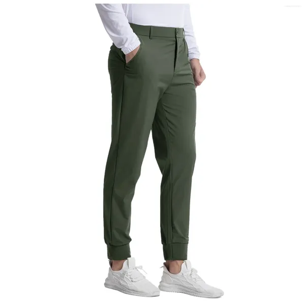 Herrenhosen Solid Business Mode Lange Hosen Tasche Reißverschluss Thin Casual Streetwear für Männer