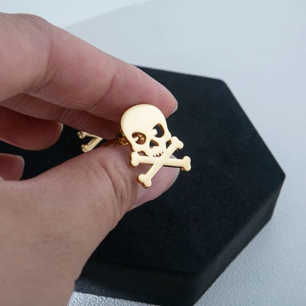 Links Aço inoxidável punk pirata crânio abotoaduras vintage viking skeleton mass aboto