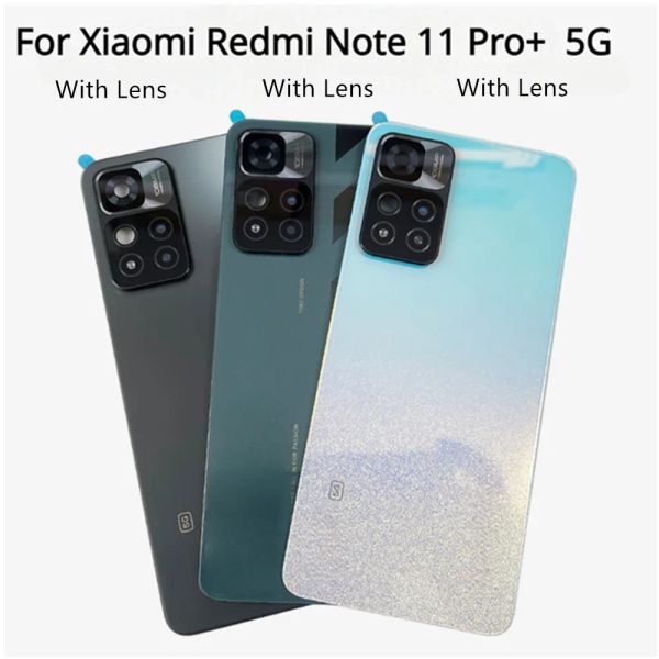 Frames Backglasabdeckung für Xiaomi Redmi Hinweis 11 Pro + 5G plus Batterie -Tür 21091116ug Ersatz durch Kamera -Rahmen + mit Objektiv + Logo