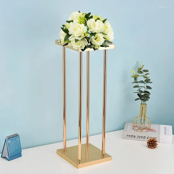 Vasen Blume Vase Gold Säule Stand Metal Road Blei Hochzeit Herzstück Rack Event Party Dekoration 1PC