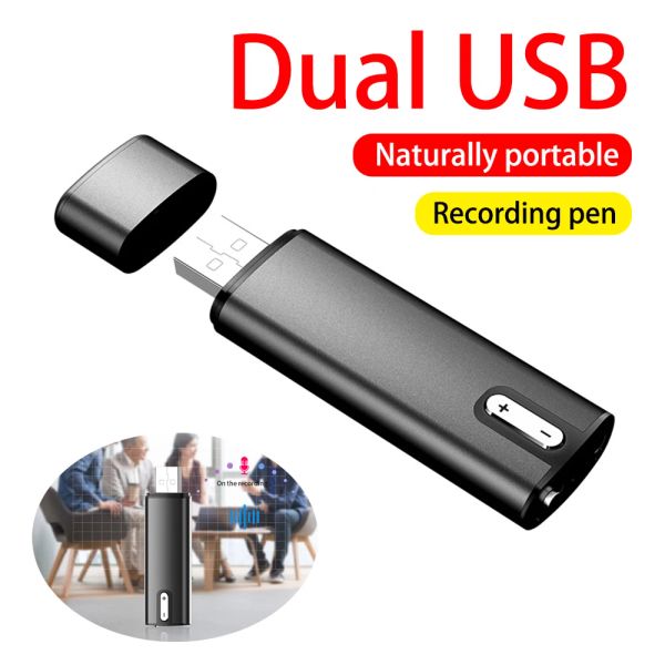 Kaydedici 800 Saat Mini Dijital Ses Kayıt Cihazları USB Diski Tek Tıklama Taşınabilir Ses Kaydedici Klibi Mp3 çalar Ses Dictafon OTG