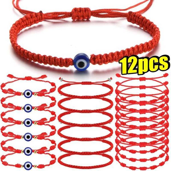 Perlen 2-12pcs Lucky Red String Armband für Paar Glück Amulett für Erfolg Seil Böse Augen geflochtenes Armband handgefertigtes Schmuck Geschenk 240423