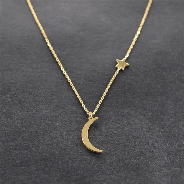 Halsketten trendy Einfache Sternmond Halskette für Frauen Gold Farbe Chocker Kragen Collier Femme billige Statement Schmuck 2020 Neu