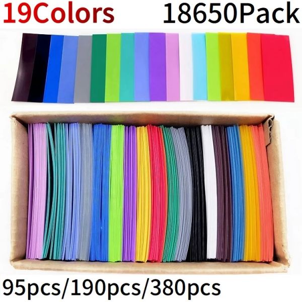 Mäuse 18650 Batteriefilm Tape PVC Wärme Schrumpfrohr Vorgeschnittene schrumpfbare Hülle 19 Color Ein eingestellter Schlauchschutzrohrabdeckung für Batterien Wickel