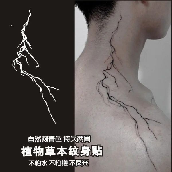 Tattoos Kräuter Lightning Tatoo Aufkleber Punk dauerhafte falsche Tattoo Neck Arm Temporäres Tattoo Festival Kunst Faux Tattoos wasserdichte Tatuajes