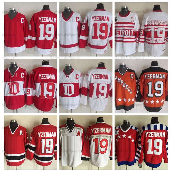 Kob Mens Vintage 19 Steve Yzerman Hockey Trikots 75 -jähriges Jubiläum Home Red Jersey Classic 1992 Nation Team 1984 Campbell Sattitched C Patch M.