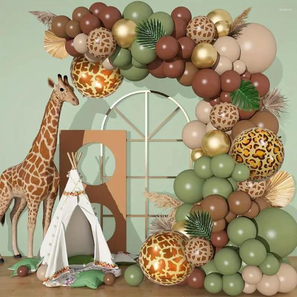 Decorazione della festa Jungle Safari Balloon Garland Arch Kit Brown Green Latex Balon Animal Pattern Fallone Ballon Baby Shower Kids Birthday