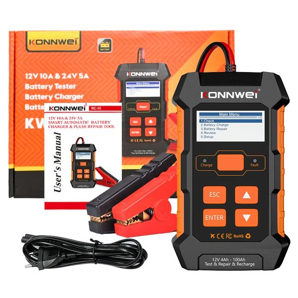 NEU KW520 12 V 10A 24V 5A Automatische Auto -LKW -Batterie Tester Ladegerät Blei Säure Auto Batterie Impuls Reparaturwerkzeug Agm Gel Lithium