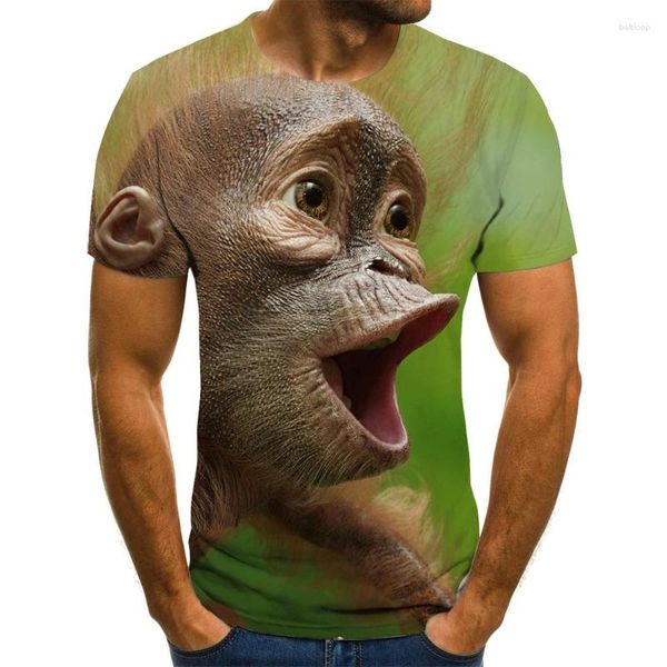 Herren-T-Shirts 2024 3D-Druck Monkey T-Shirt Summer Casual Round Neck Hemd übergroß