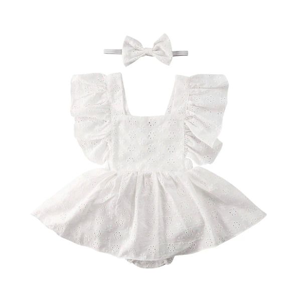 One-Pieces Citgeett Sommer Kleinkind Baby Rüsche Spitze Strampler weißes Kleid Blumenbodysuit Outfit Party Tutu-Röcke Kleidung