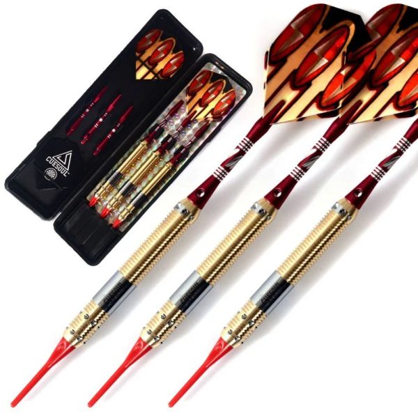 Darts Cuesoul 3pcs красочные мягкие дрэты с золотыми 16 граммами ствола, красные алюминиевые валы для Dardos Electronico