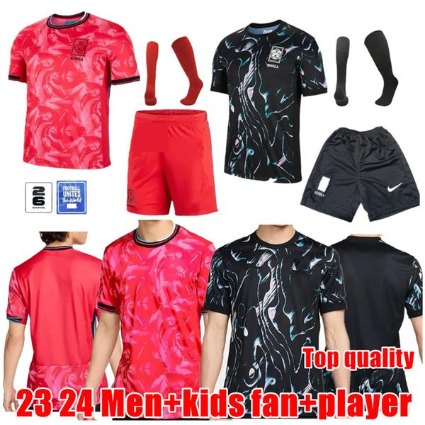 2024 Südkorea Fußballtrikot Heung-min Sohn Kang in der Lee Nationalmannschaft 24/25 New South Korea Fußballhemd Männer Kinder Kit Home Away Uniform Red Black Fan Player Version