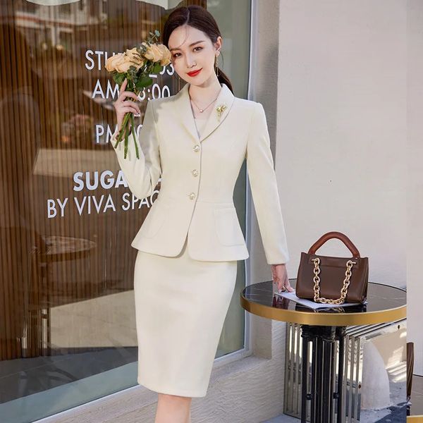 Tessuto di alta qualità ol stili abiti abiti per donne lavoro affari indossano blazer con top e abiti da donna professionista s-5xl 240415