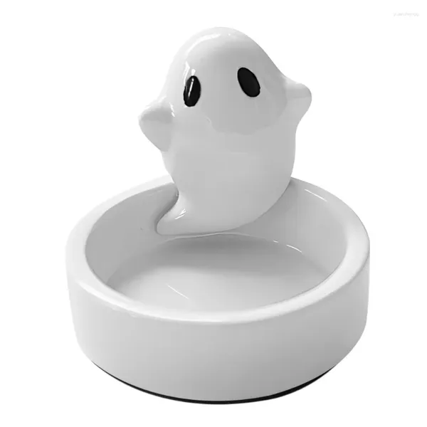 Disterni di liscia di candele Decorazioni di Halween Ceramic Porta fantasma Ornamenti di container di tealight vuoto bianco