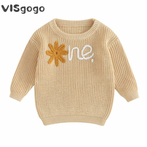 Maglioni Visgogo 024m Girl Girl Micchiale Autumn Inverno Autunno Pattern Flower Pattern Pullover a maglieria rotondo.