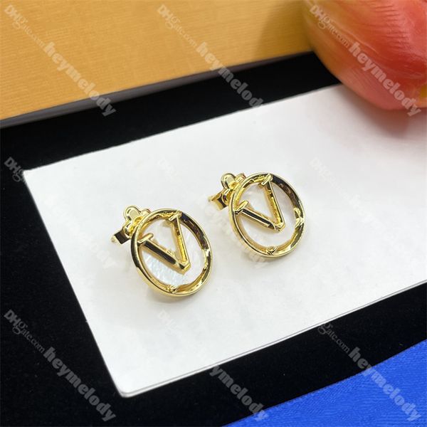 Luxus Perlenschalenschstene Ohrringe Goldene Hoop Ohrringe Buchstempel Stempel Eardrops Schmuck mit Kasten
