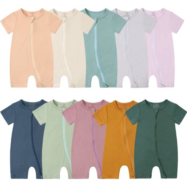 Pieces Baby Costume Bamboo Pijama Macacão de manga curta 0 a 3 6 12 24 meses Meninas de garotas de verão garoto de sono para recém-nascidos