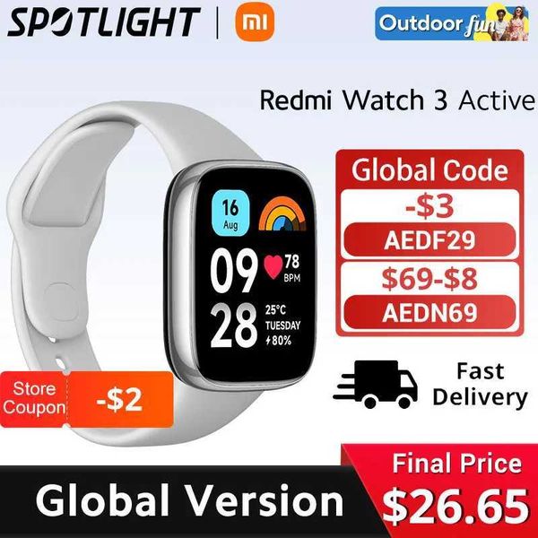 Armbanduhren Weltpremiere Xiaomi Redmi Watch 3 Active1.83 LCD -Display Blut Sauerstoff Herzfrequenz Bluetooth Voice Call 100+ Sportmodi 240423